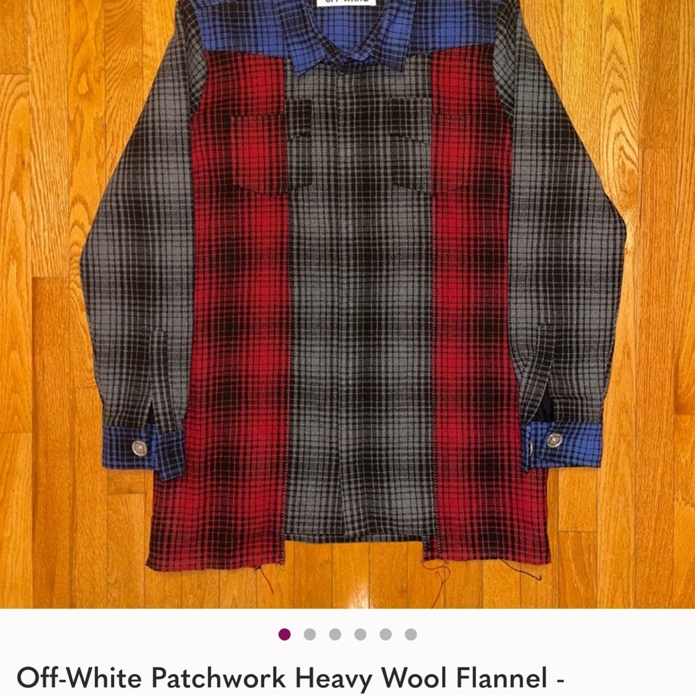 Off-White Men's Patchwork Wool Flannel Jacket - R… - image 1